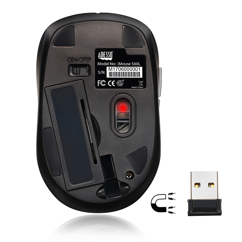 Adesso IMOUSE S60L Mouse - USB - Optical - 6 Button(s) - Blue - Right-handed 